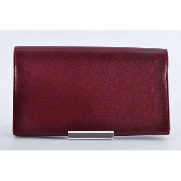 $3 start Auth Cartier Mastline Clasp Long clutch/ Wallet Bi-Fold Leather GUC - Picture 2 of 15